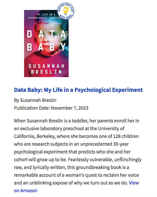 Facts Baby Is just one of the Up coming Large Concept Club’s November 2023 Should-Read Publications — SUSANNAH BRESLIN