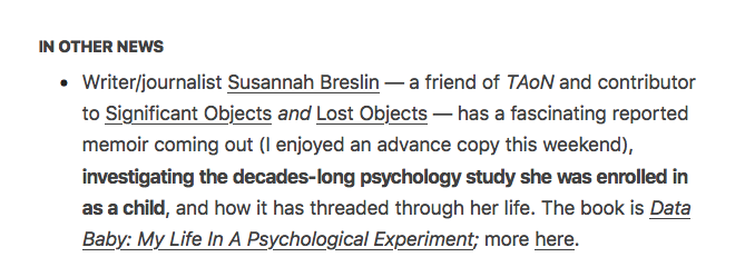 A Data Infant Shout-out — SUSANNAH BRESLIN