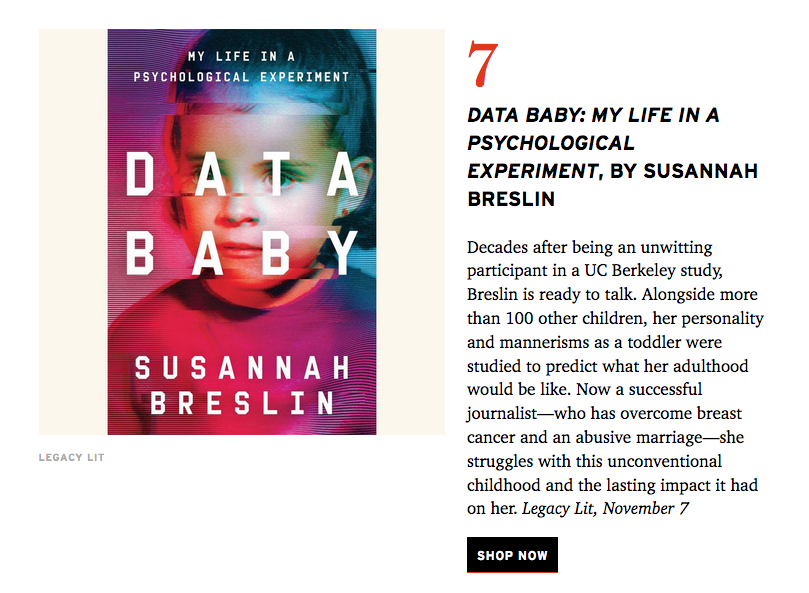 Facts Toddler Is Just one of Alta Journal’s ‘11 New Guides for November’ — SUSANNAH BRESLIN