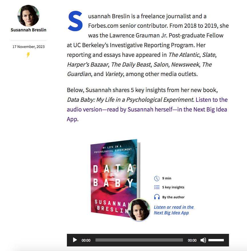 Knowledge Baby Showcased in the Next Significant Strategy Club’s Ebook Bites — SUSANNAH BRESLIN